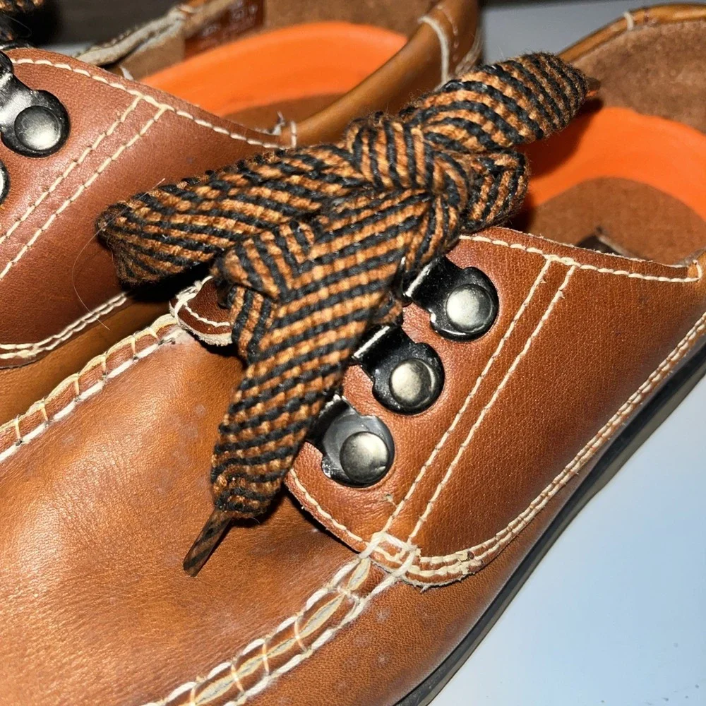 Old Stock JCPenney Leather Vintage Kids Shoes Toddler Brown Oxfords 3.5 D